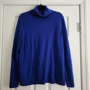Talbots Blue Turtleneck Sweater Soft Knit Design